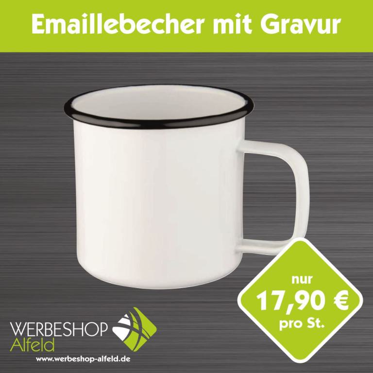 Emaillebecher mit Gravur